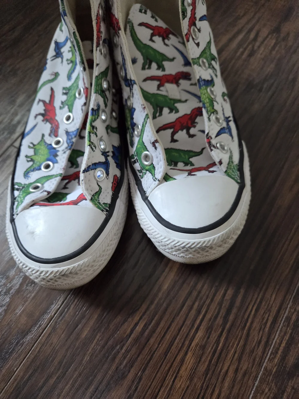 Converse High Top Sneakers with Colorful Dinosaur Print
